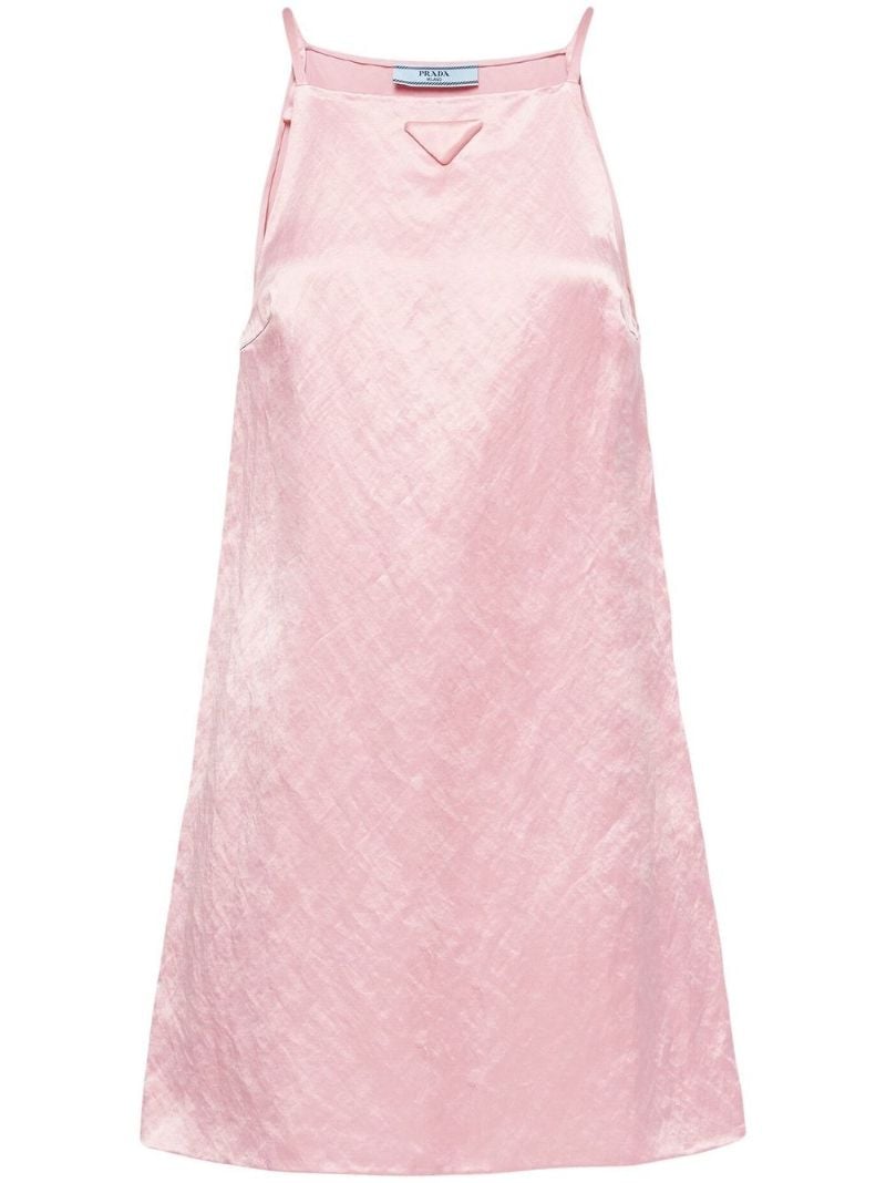 Pink A-line Satin Mini Dress
