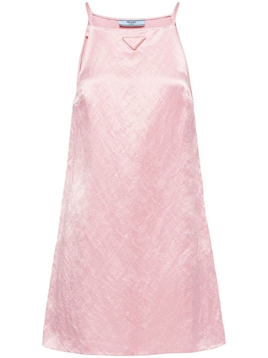 Pink A-line Satin Mini Dress