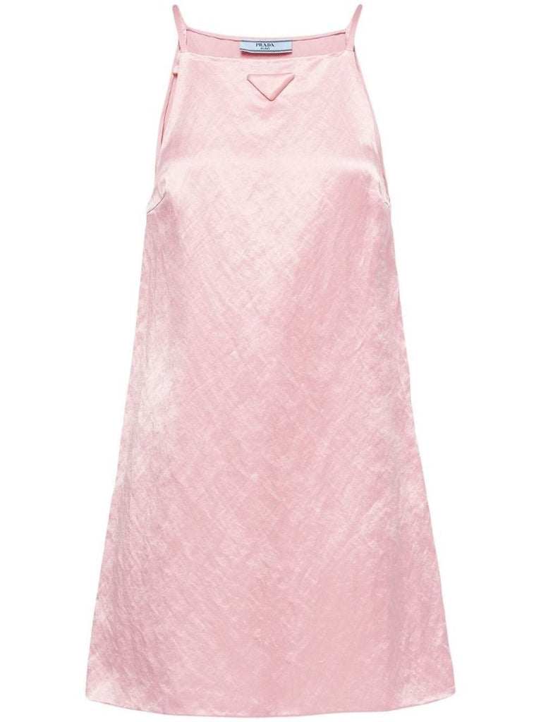 Pink A-line Satin Mini Dress