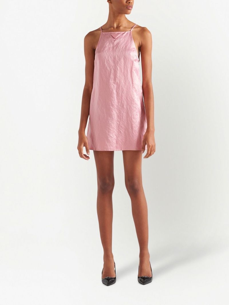 Pink A-line Satin Mini Dress
