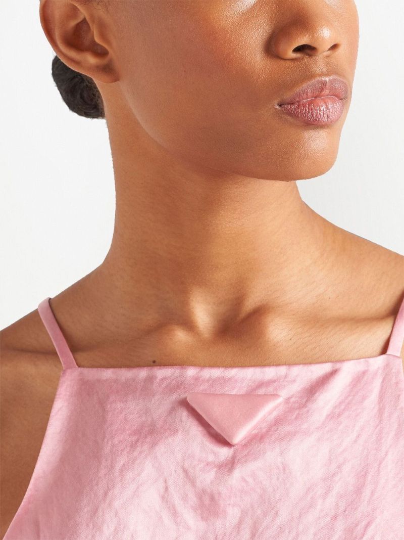 Pink A-line Satin Mini Dress