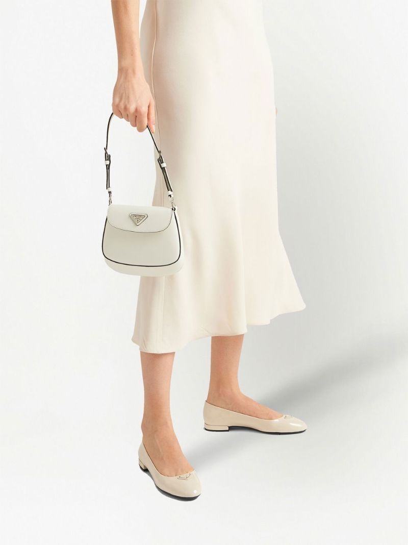 Neutral Logo Patent Leather Ballerina Shoes