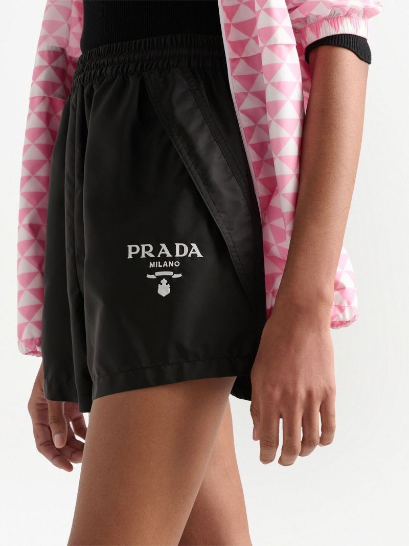 Black Re-nylon Embroidered Shorts