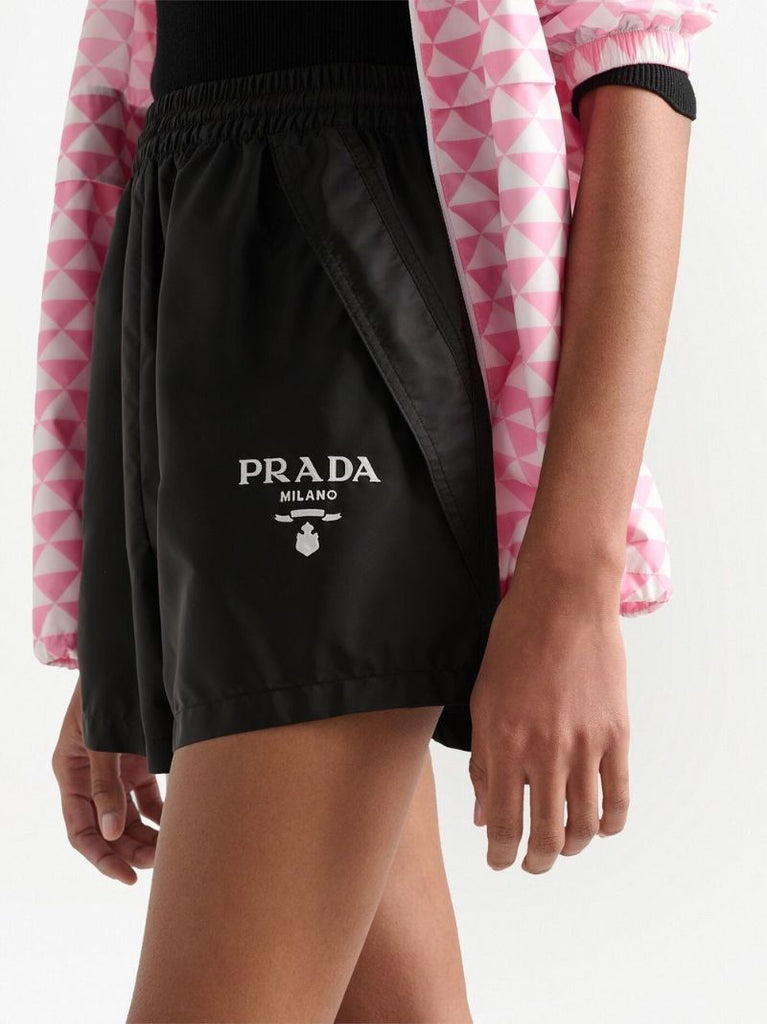 Black Re-nylon Embroidered Shorts