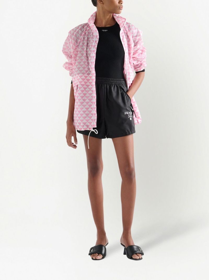 Black Re-nylon Embroidered Shorts