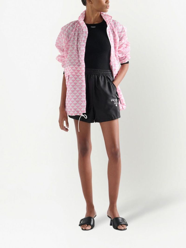 Black Re-nylon Embroidered Shorts