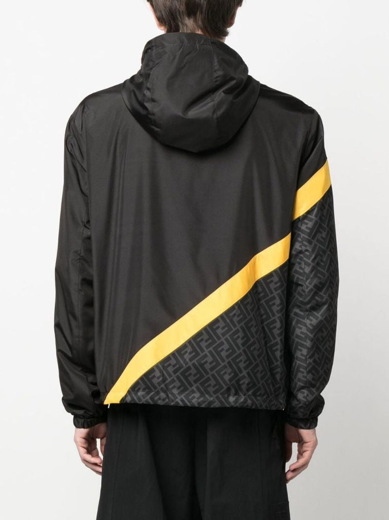 Black Monogram Print Windbreaker