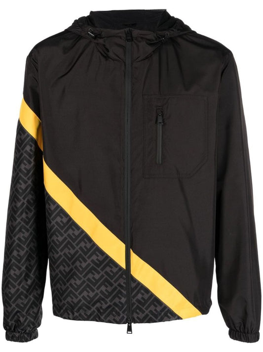 Black Monogram Print Windbreaker