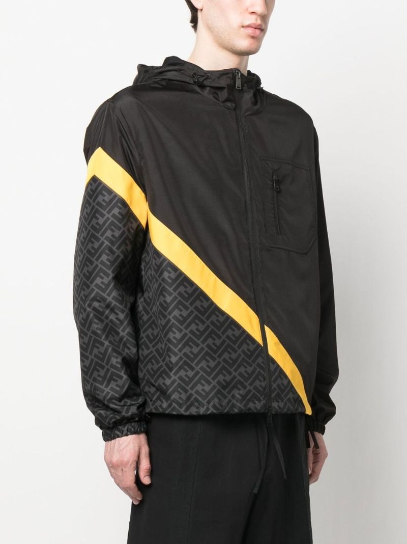 Black Monogram Print Windbreaker
