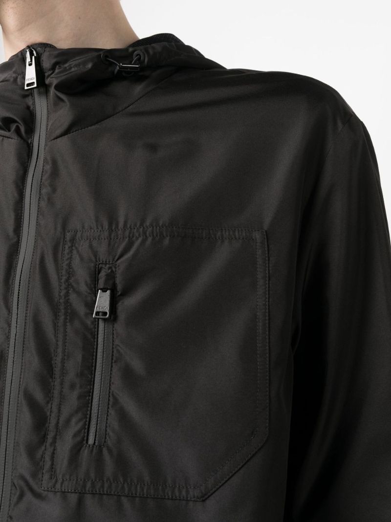 Black Monogram Print Windbreaker