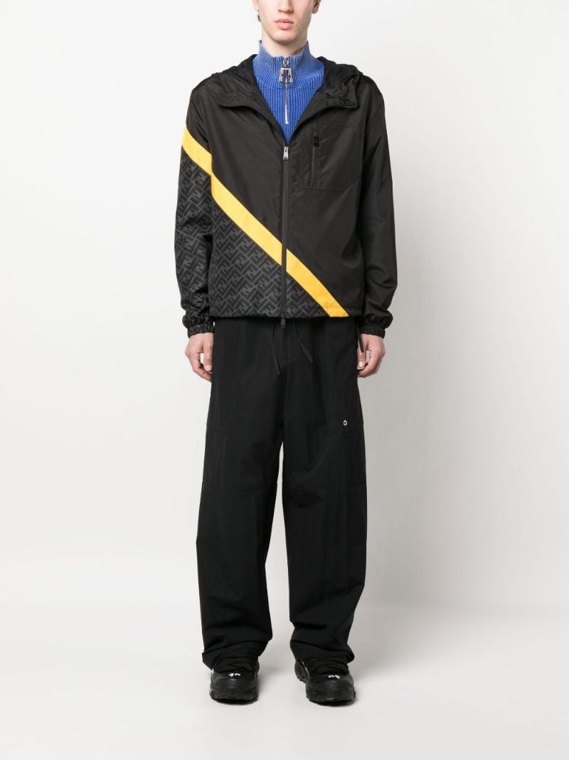 Black Monogram Print Windbreaker