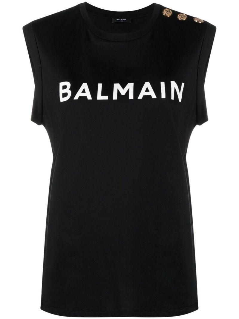 Black Logo Cotton Tank Top