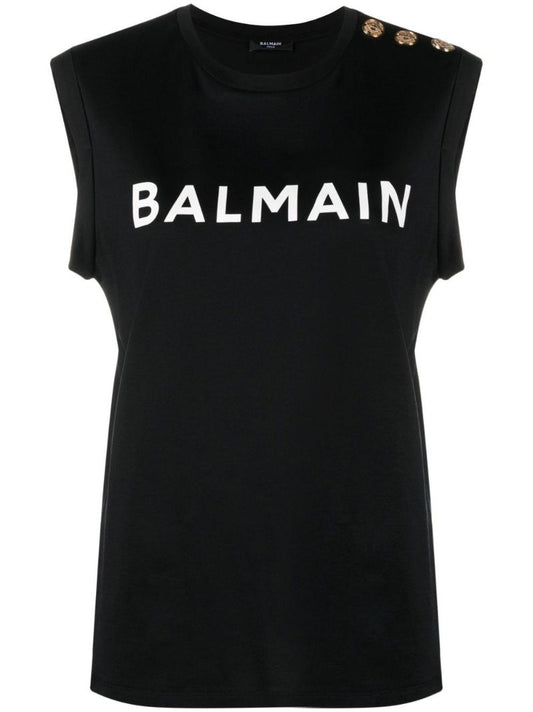 Black Logo Cotton Tank Top