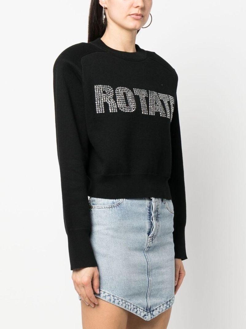 Black Crystal Logo Organic Cotton Sweater