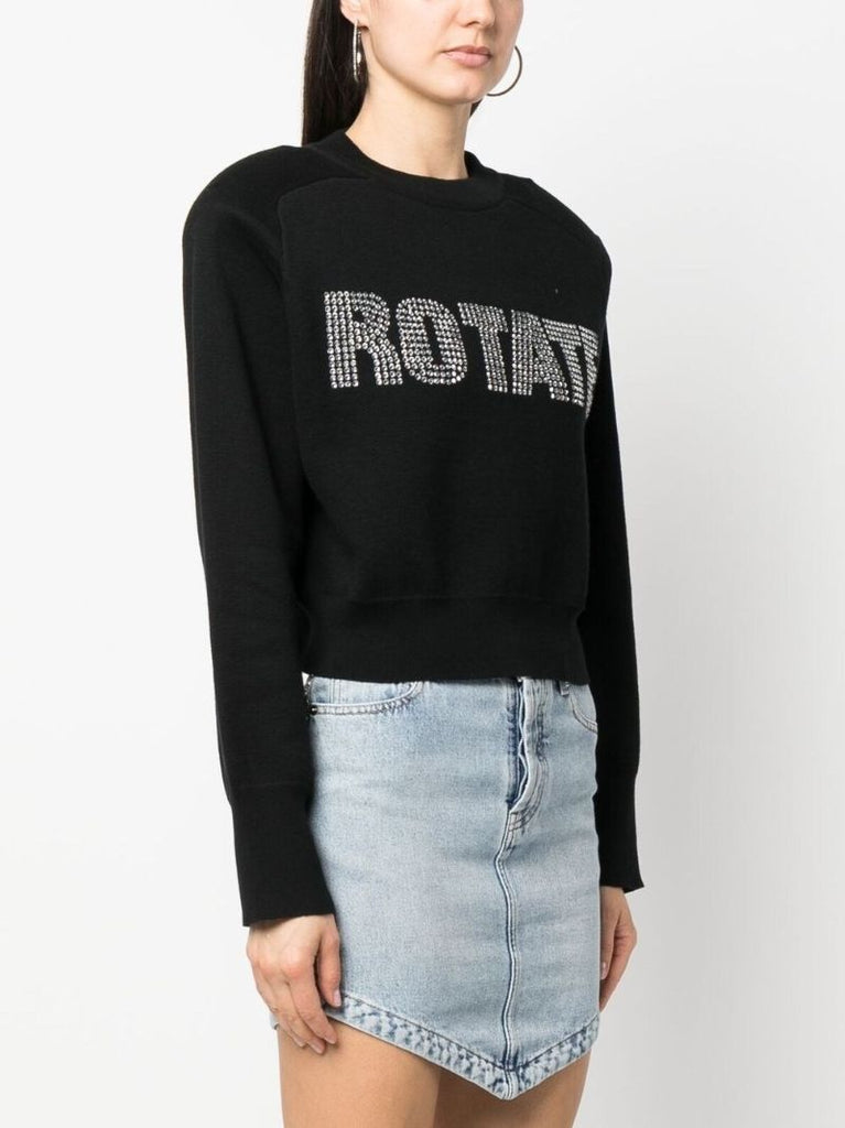 Black Crystal Logo Organic Cotton Sweater