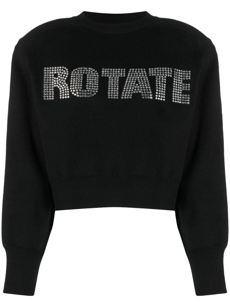 Black Crystal Logo Organic Cotton Sweater