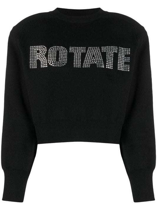 Black Crystal Logo Organic Cotton Sweater