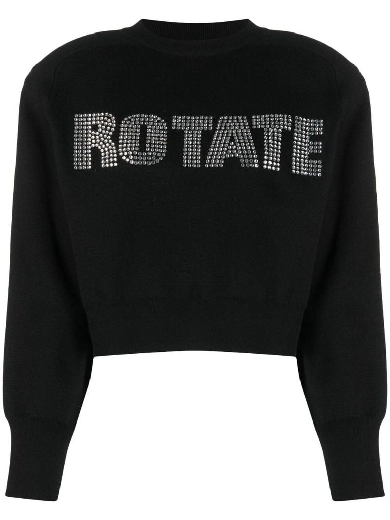 Black Crystal Logo Organic Cotton Sweater