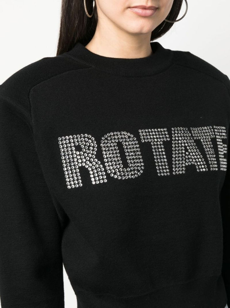 Black Crystal Logo Organic Cotton Sweater