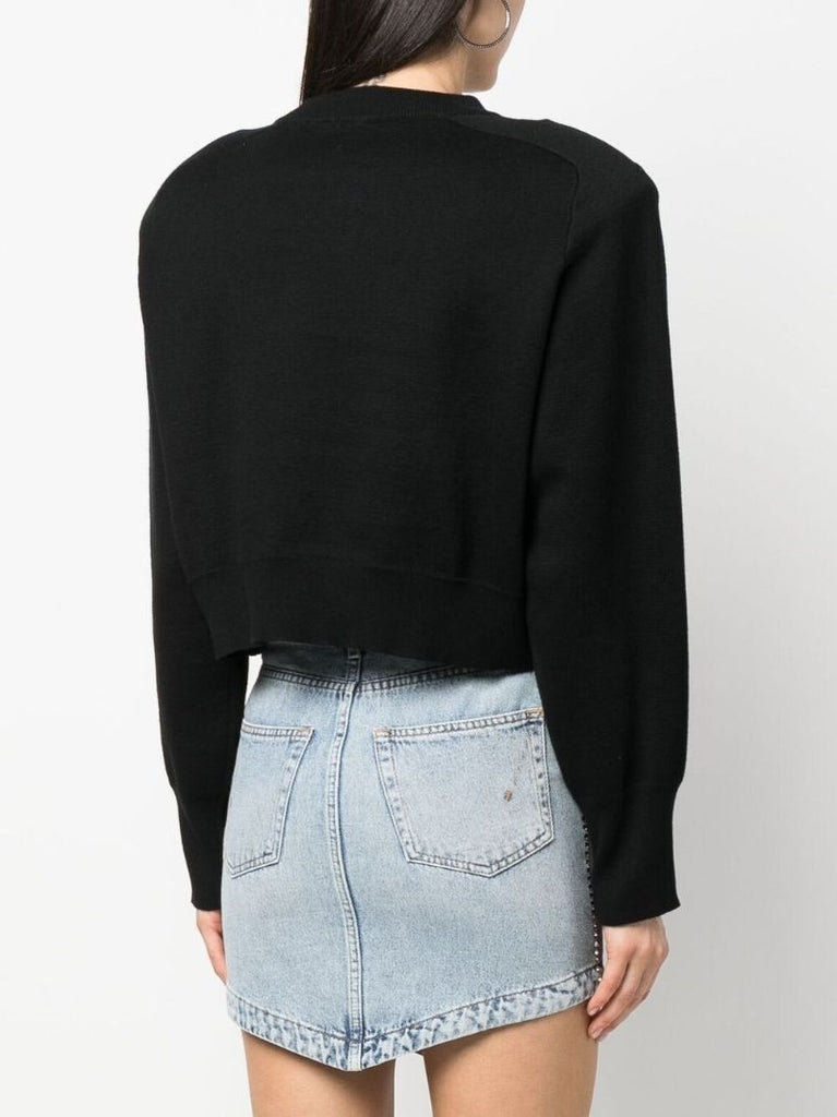 Black Crystal Logo Organic Cotton Sweater