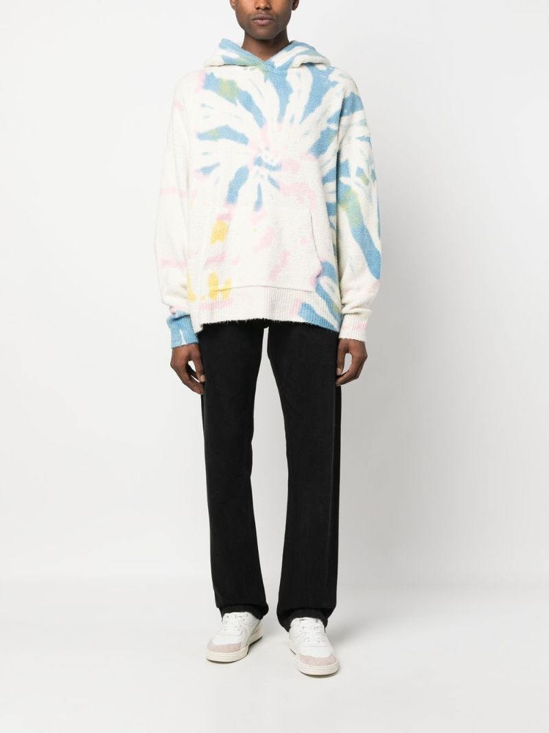White Tie-dye Print Hoodie
