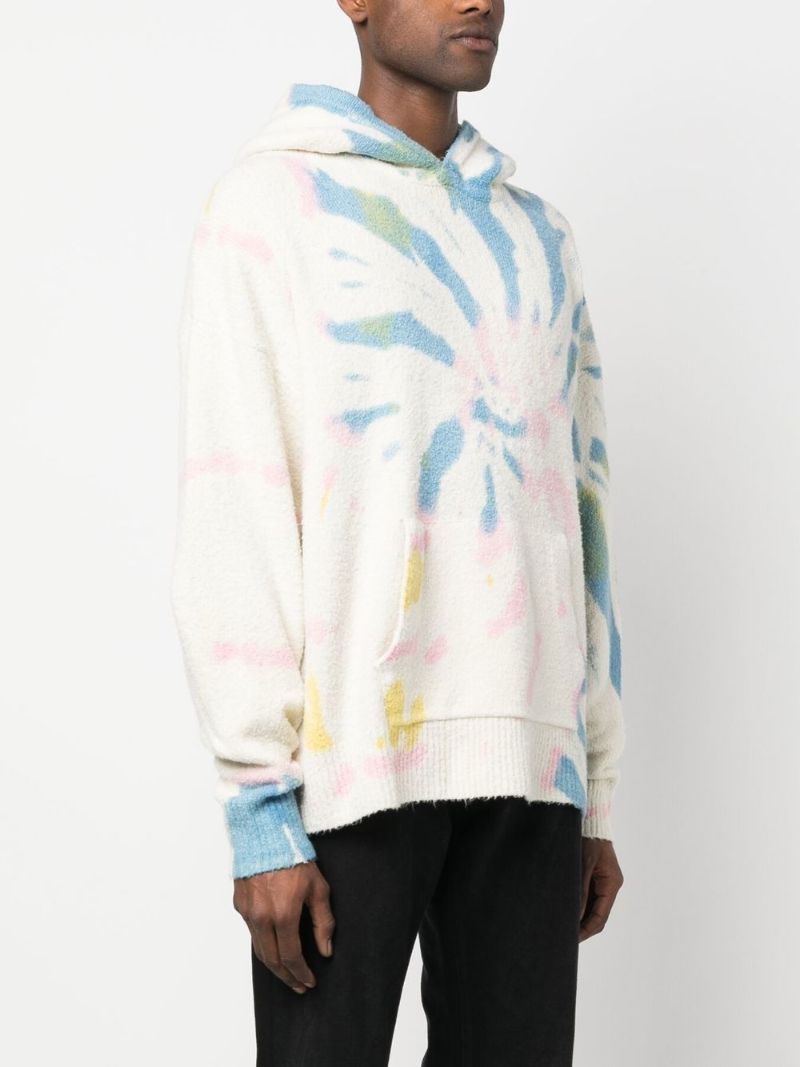 White Tie-dye Print Hoodie