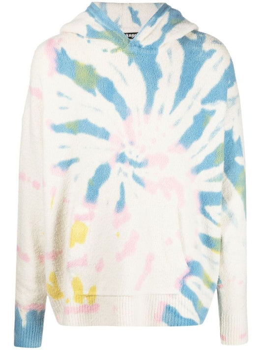 White Tie-dye Print Hoodie