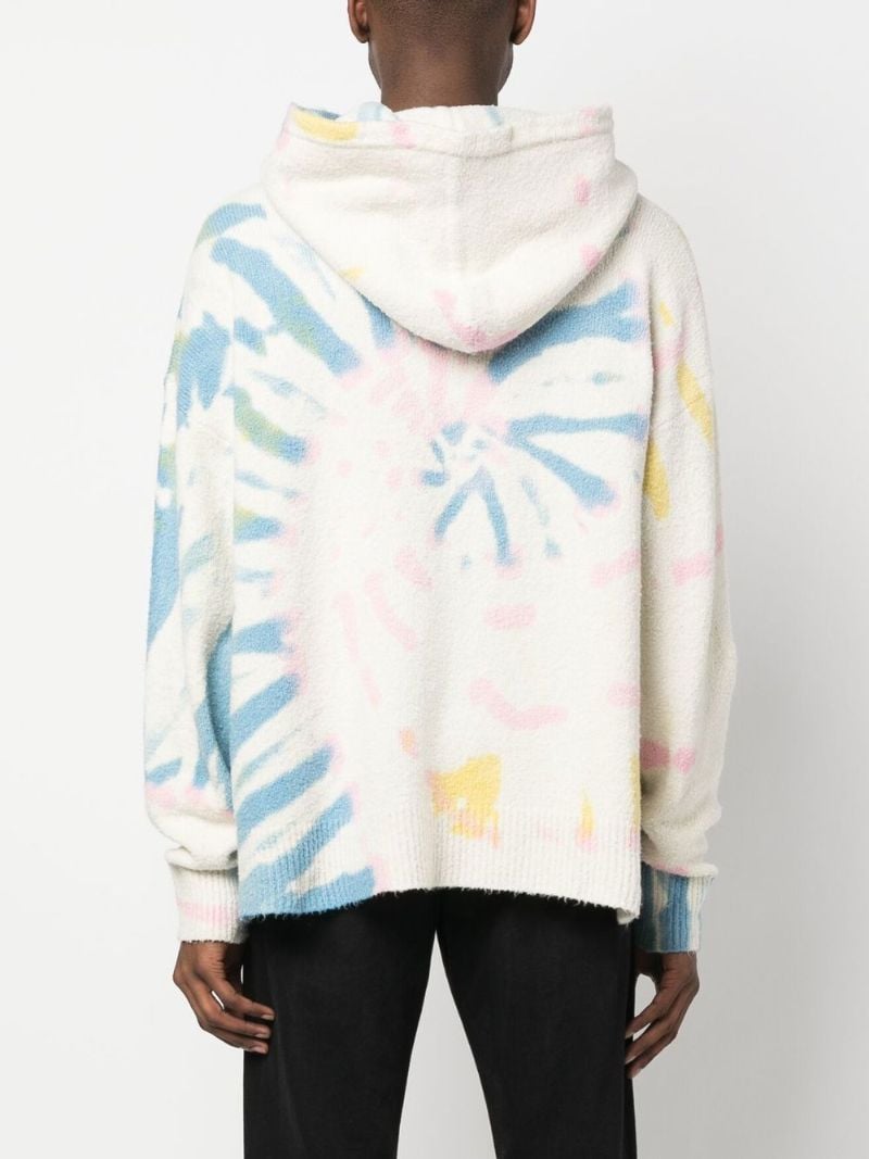 White Tie-dye Print Hoodie
