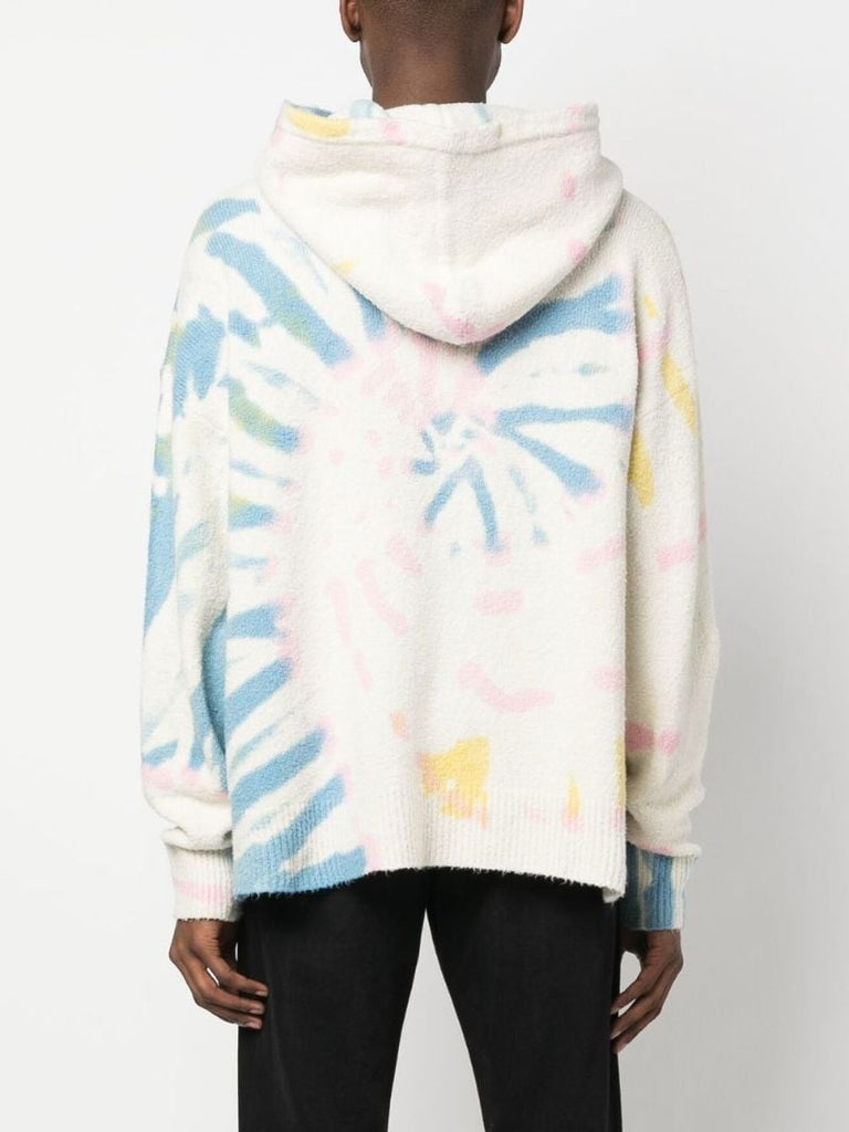 White Tie-dye Print Hoodie