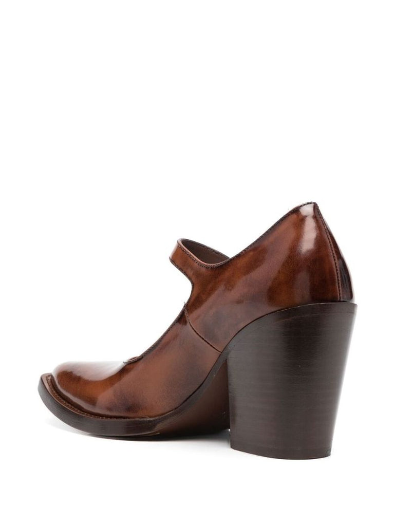 Brown 90 Leather Pumps