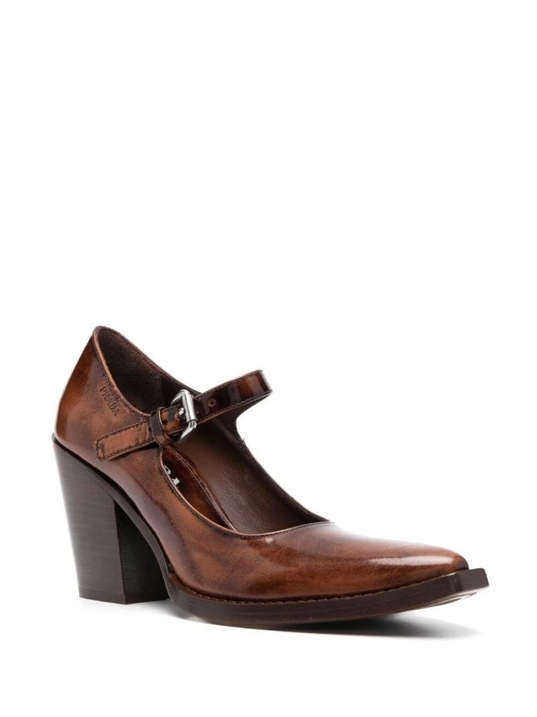 Brown 90 Leather Pumps