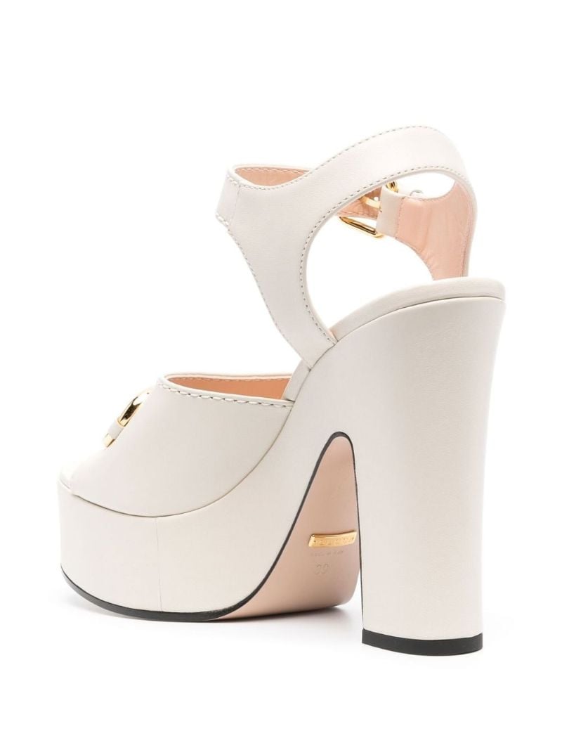 White 85 Horsebit Leather Platform Sandals