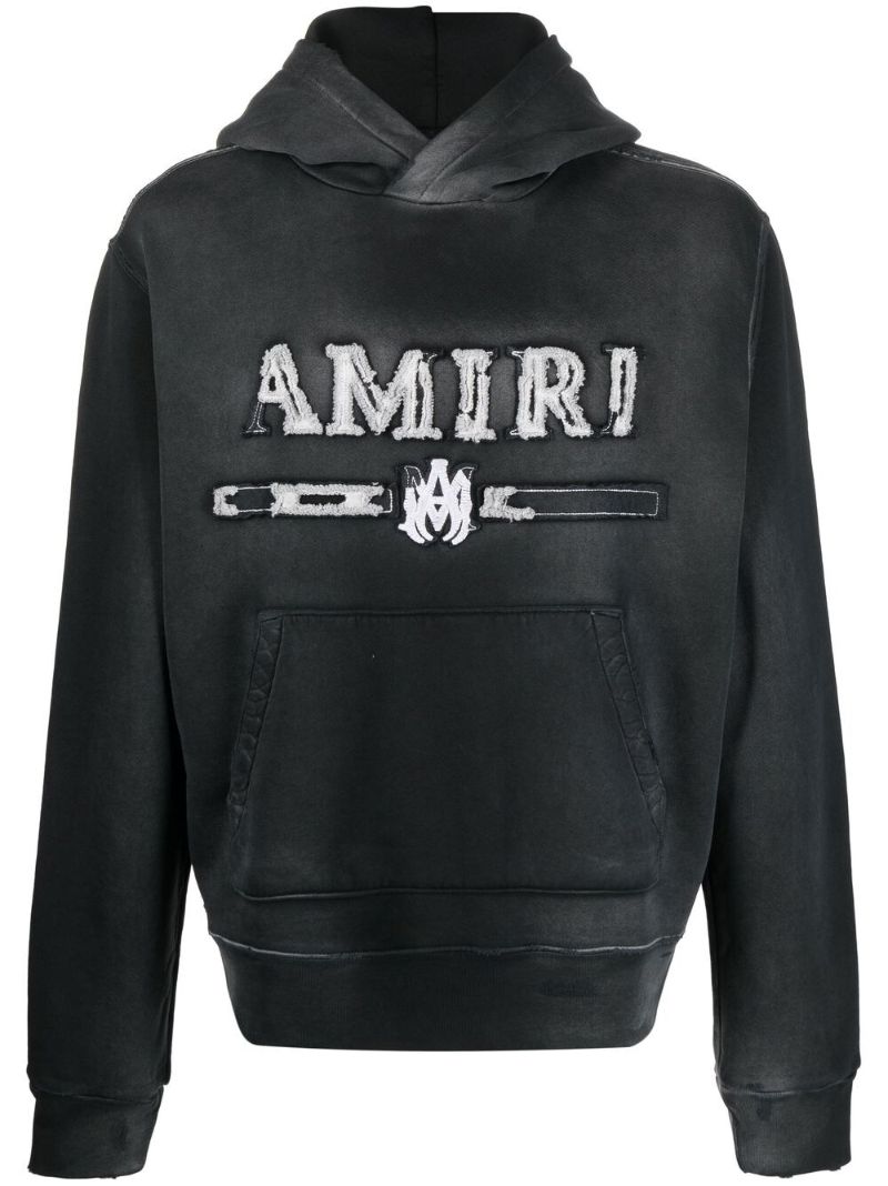 Black Logo AppliquÃ_x0083_Â© Cotton Hoodie