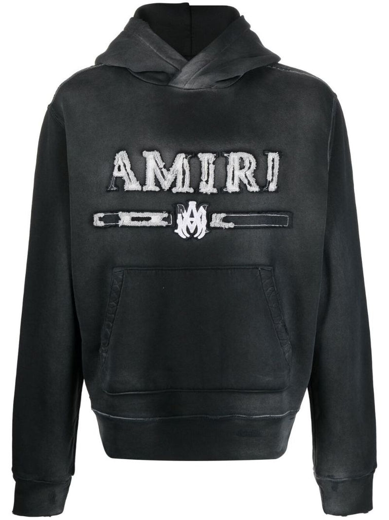Black Logo AppliquÃ_x0083_Â© Cotton Hoodie