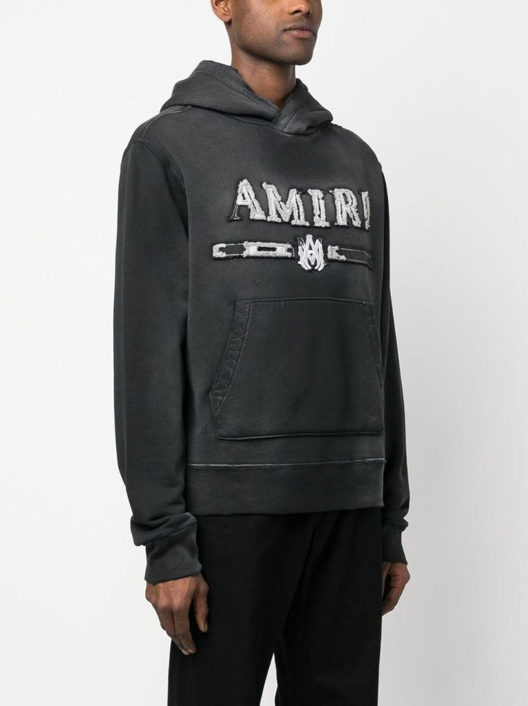 Black Logo AppliquÃ_x0083_Â© Cotton Hoodie