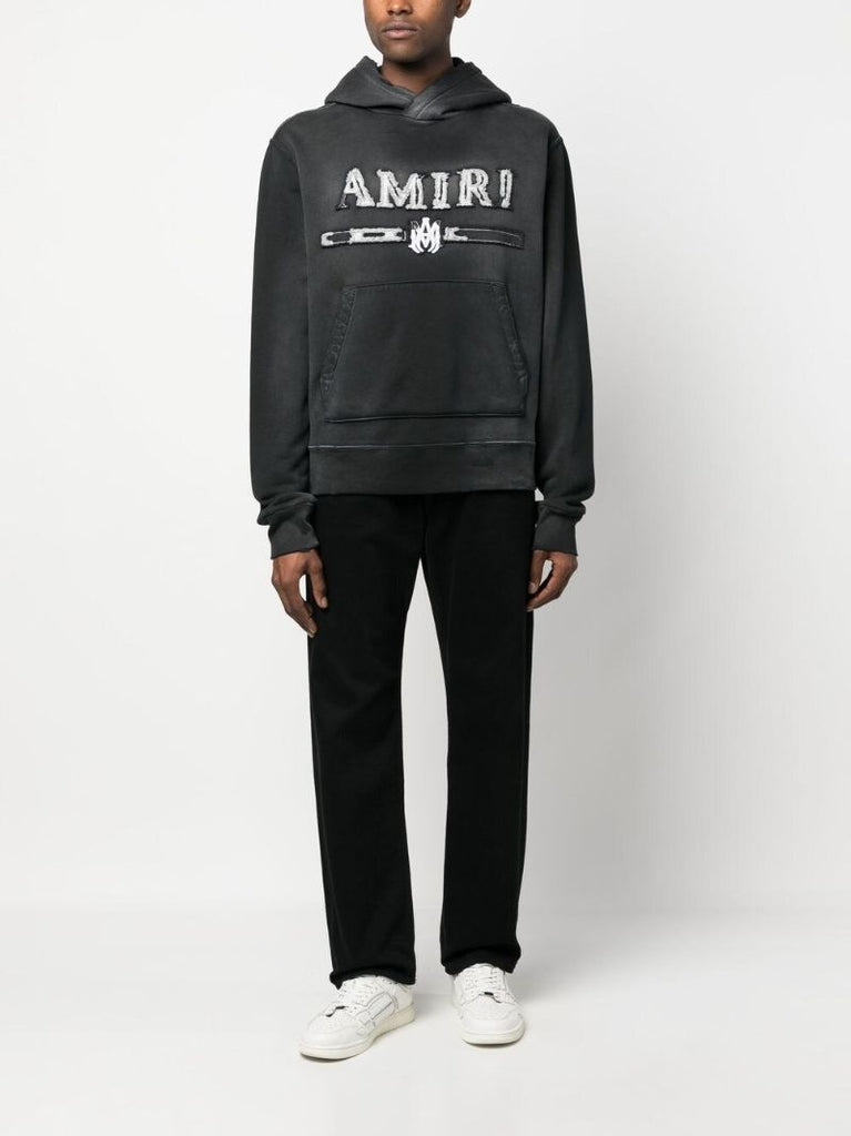 Black Logo AppliquÃ_x0083_Â© Cotton Hoodie