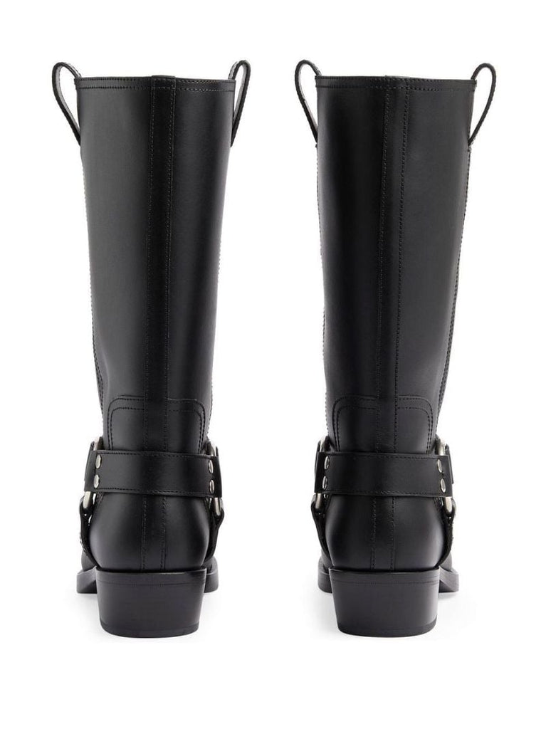 Black Harness Leather Boots
