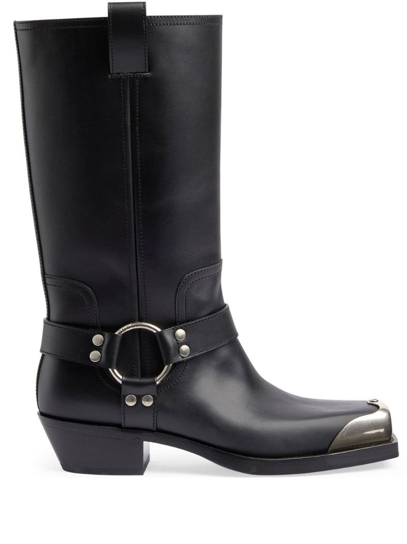 Black Harness Leather Boots