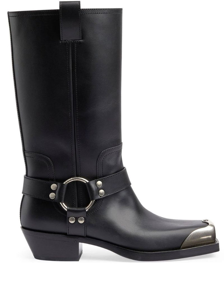Black Harness Leather Boots