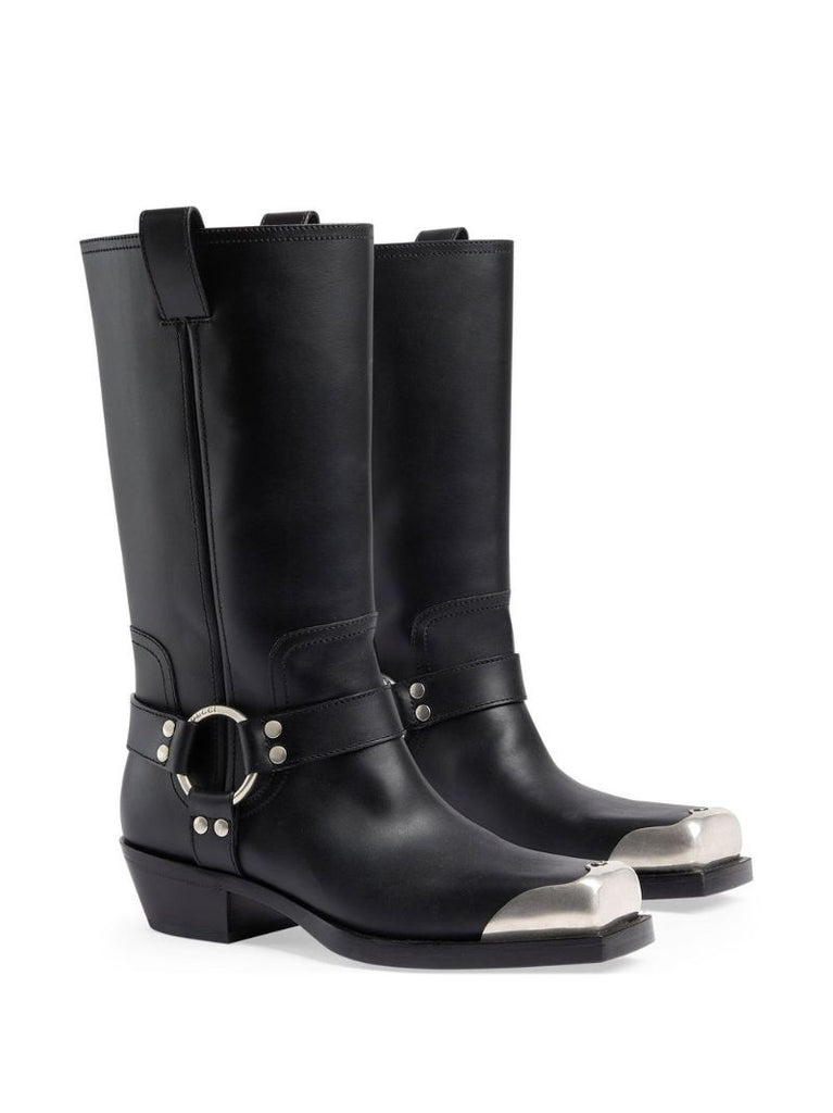 Black Harness Leather Boots