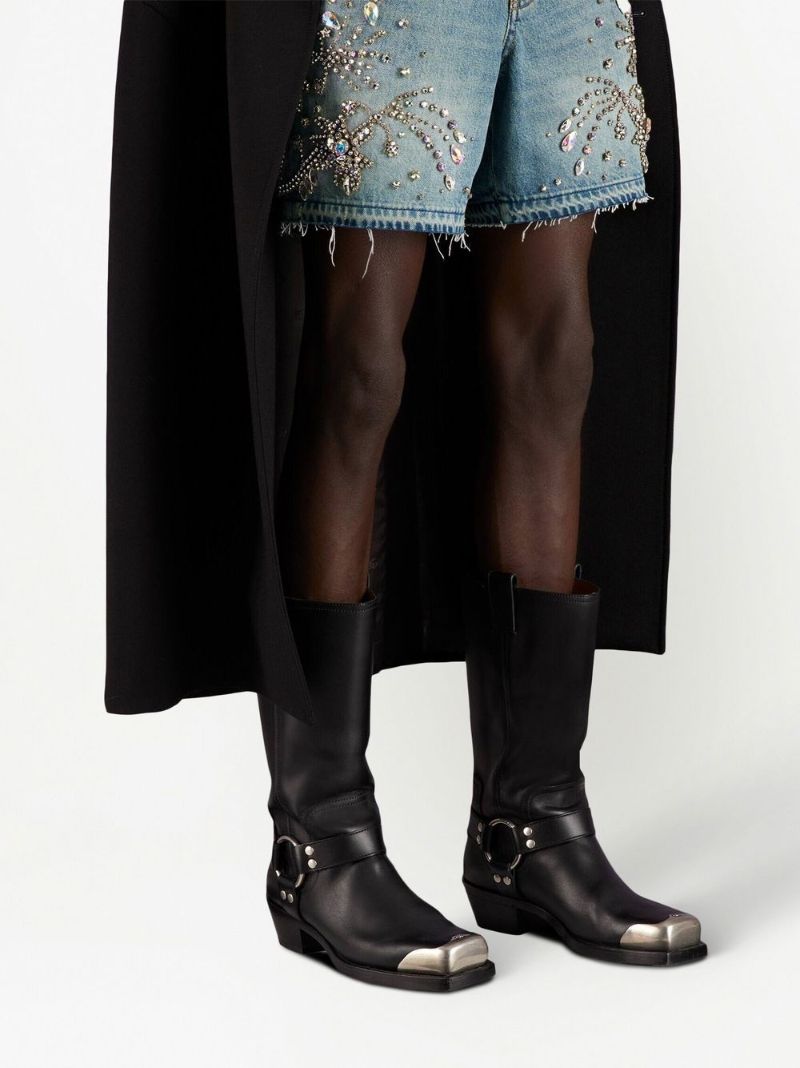 Black Harness Leather Boots