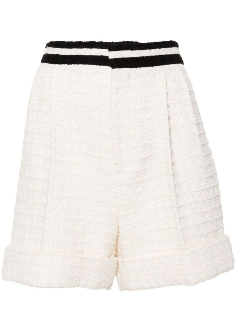 White High-waist Tweed Shorts