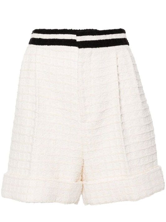 White High-waist Tweed Shorts