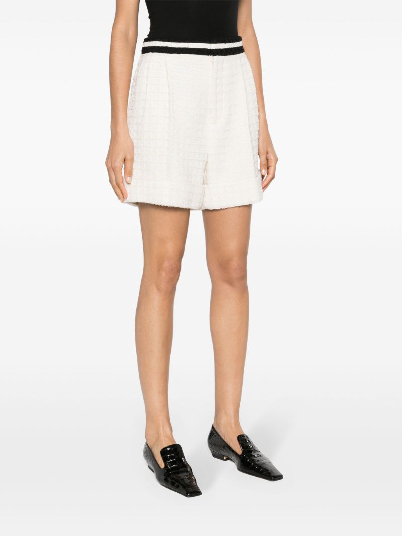 White High-waist Tweed Shorts