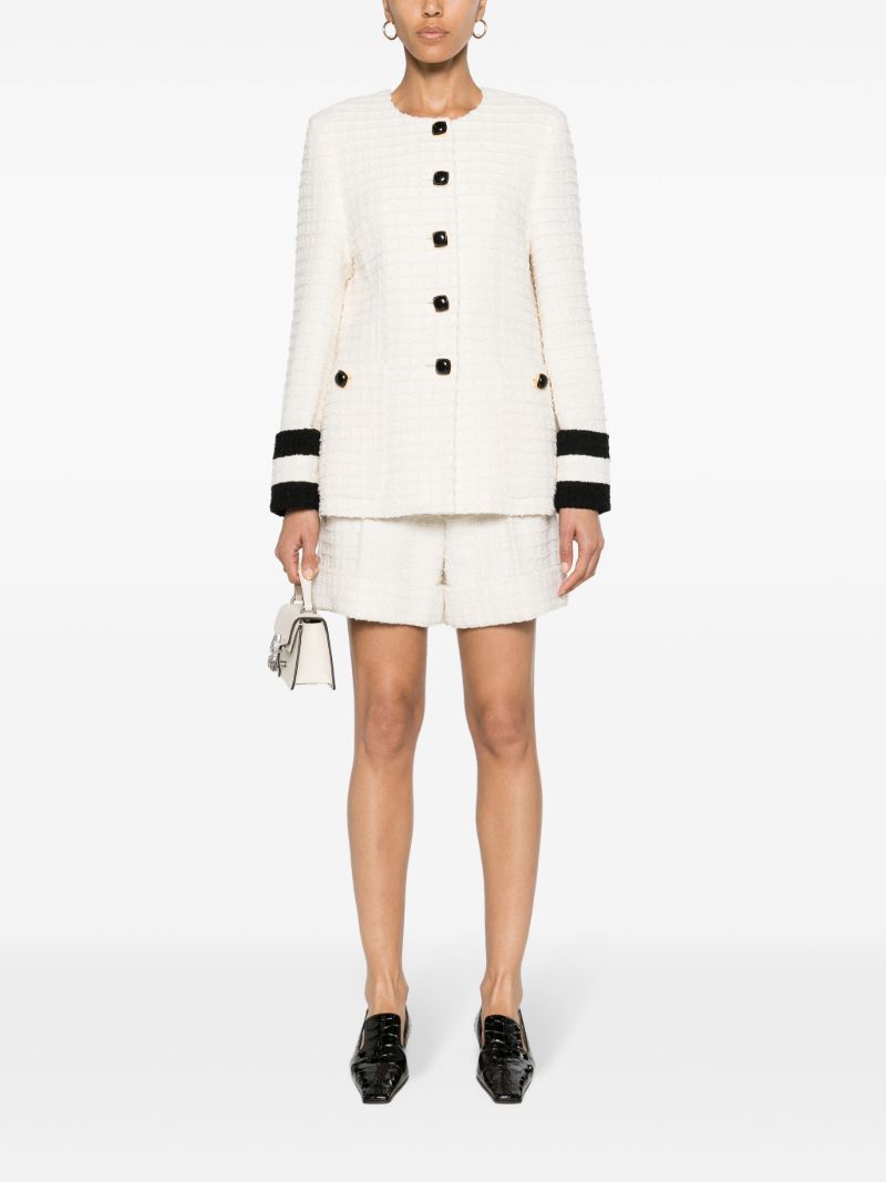 White High-waist Tweed Shorts