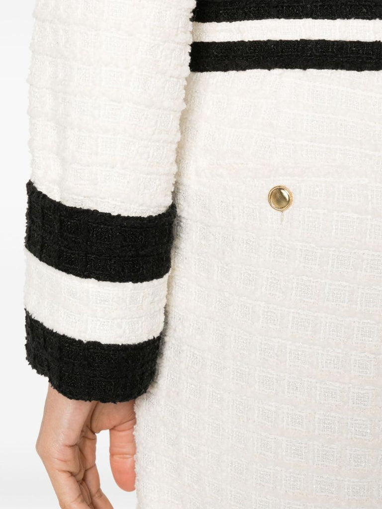White High-waist Tweed Shorts