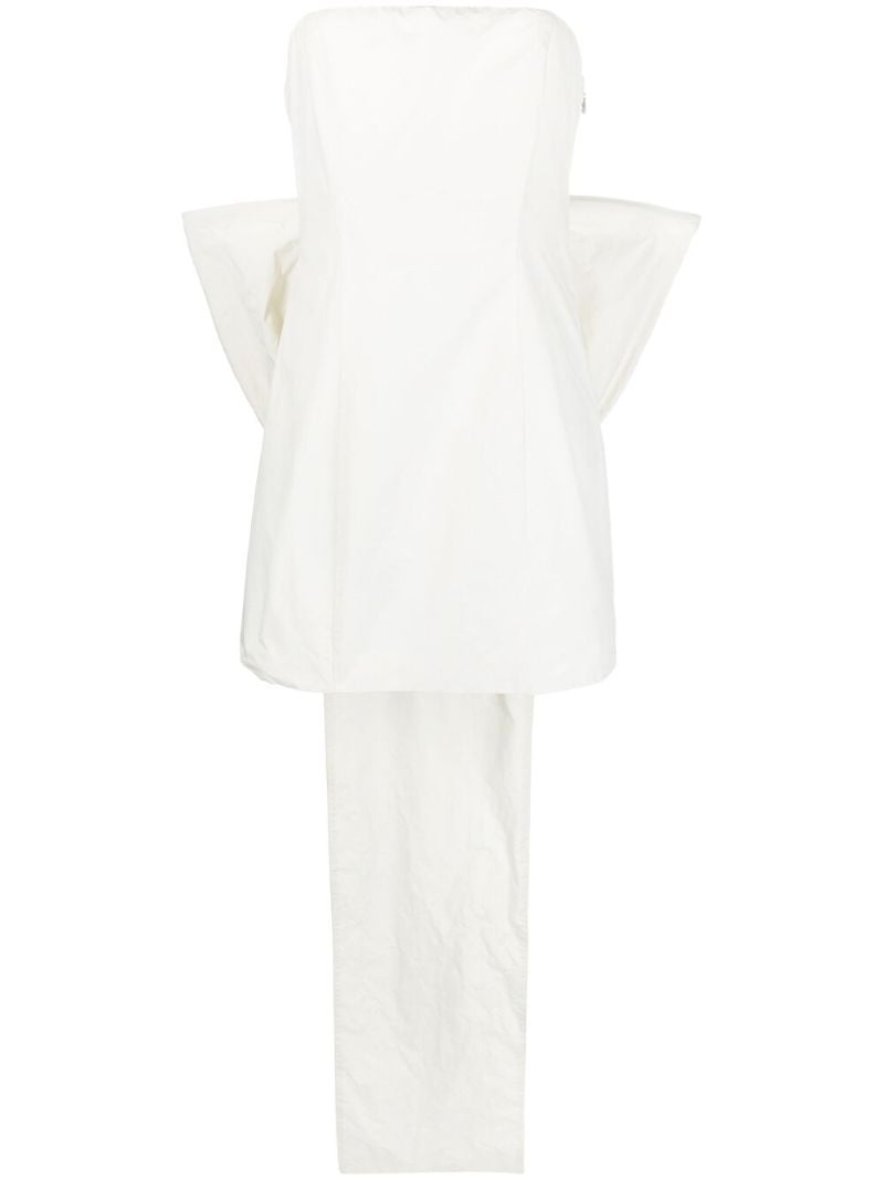 White Bow Embellished Strapless Mini Dress