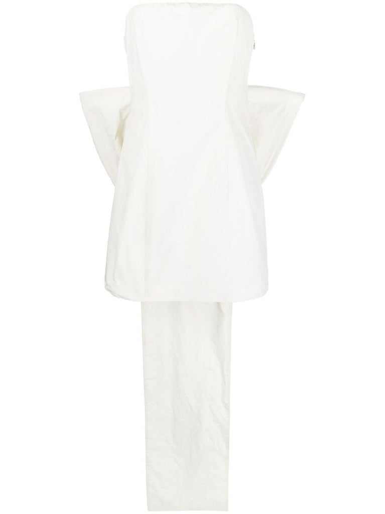 White Bow Embellished Strapless Mini Dress