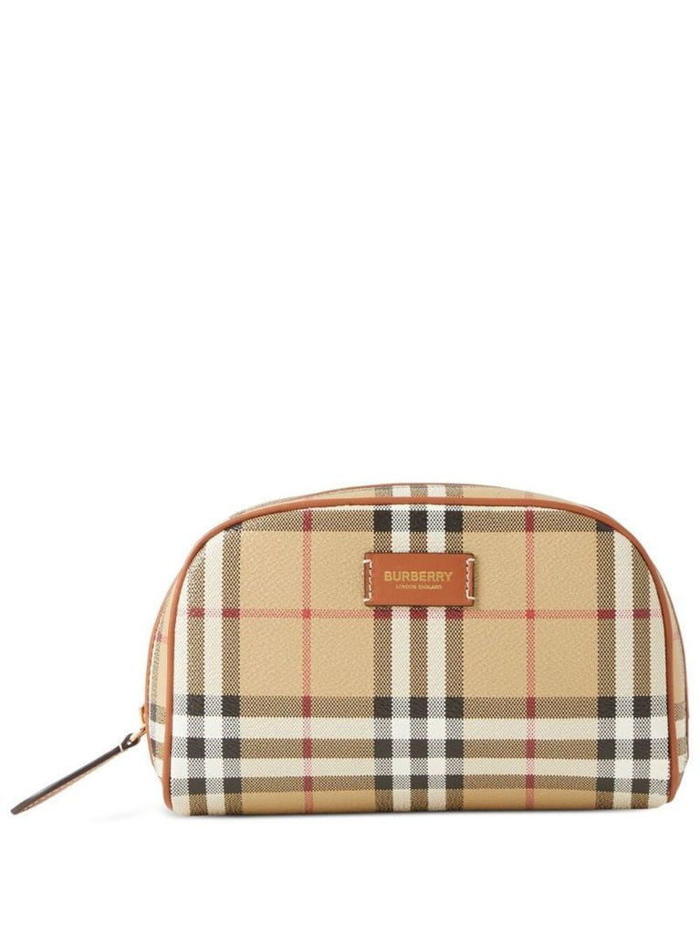 Neutral Small Check Travel Pouch