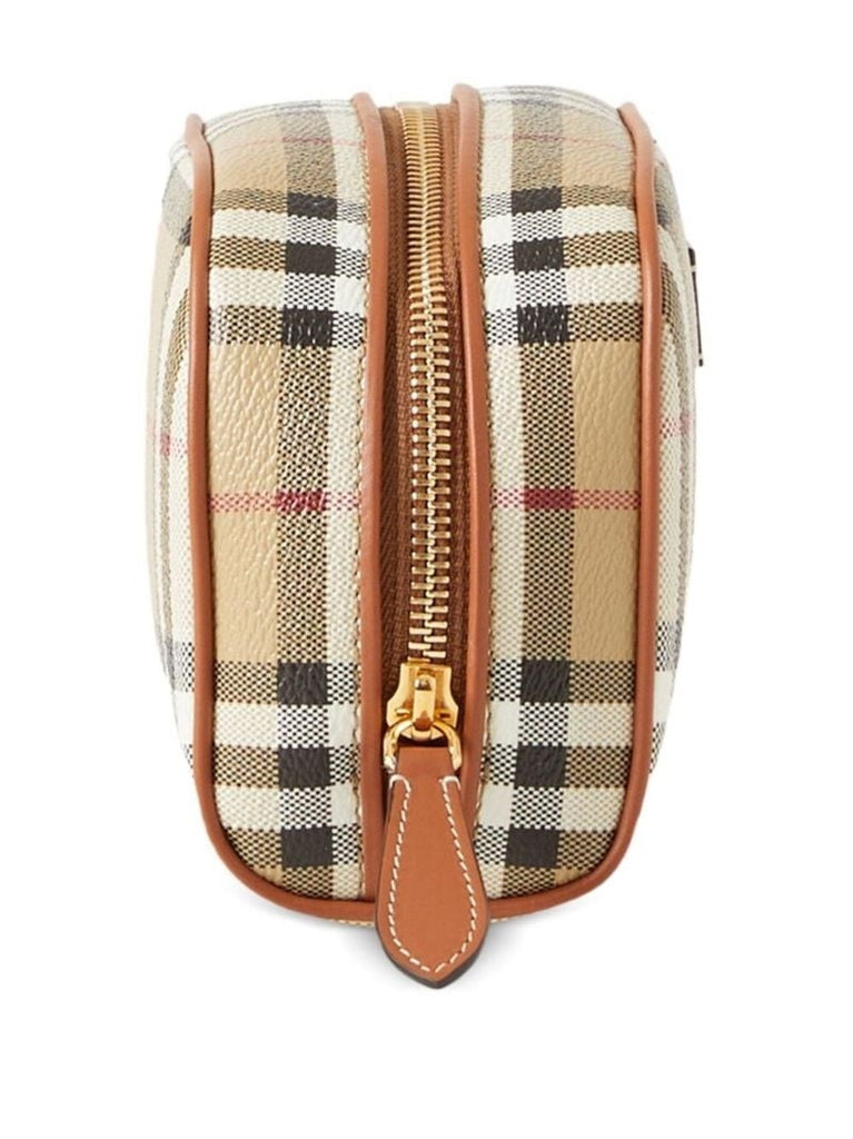 Neutral Small Check Travel Pouch